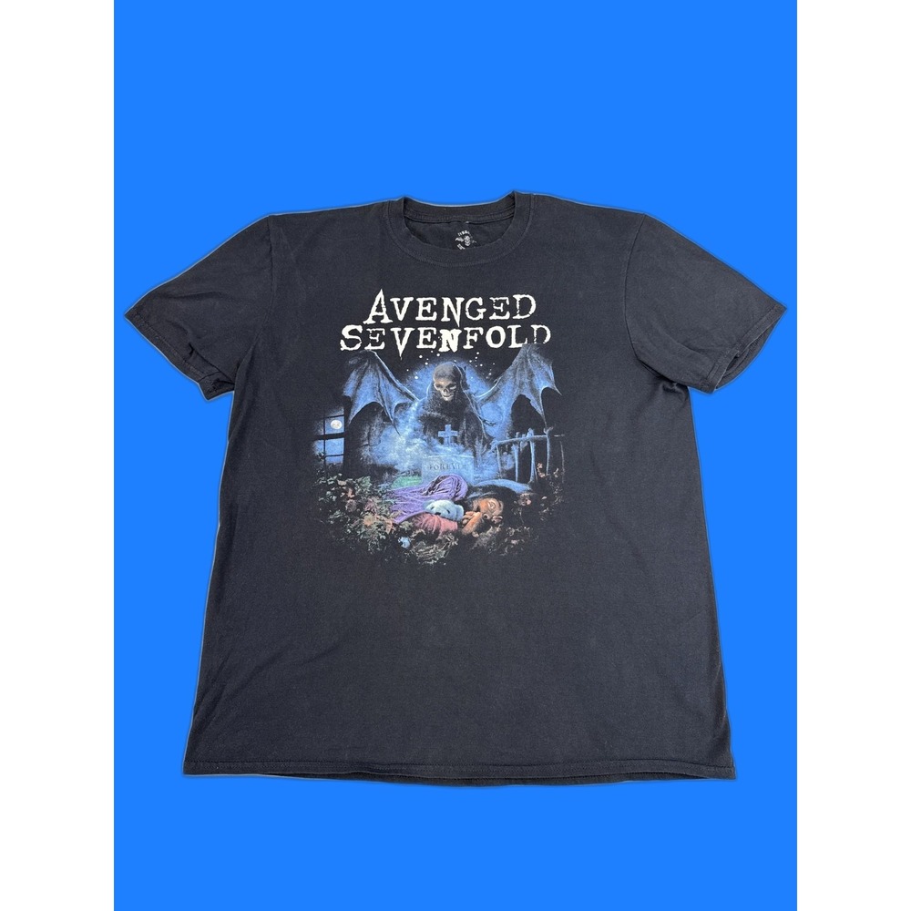 Avenged Sevenfold Graphic Tee Large Black Cotton Regular Fit Short Sleeve